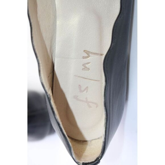 FS/NY Womens Leather Scalloped Slip On Flat Heel Ballet Flats Black Size 8.5US - Picture 5 of 7